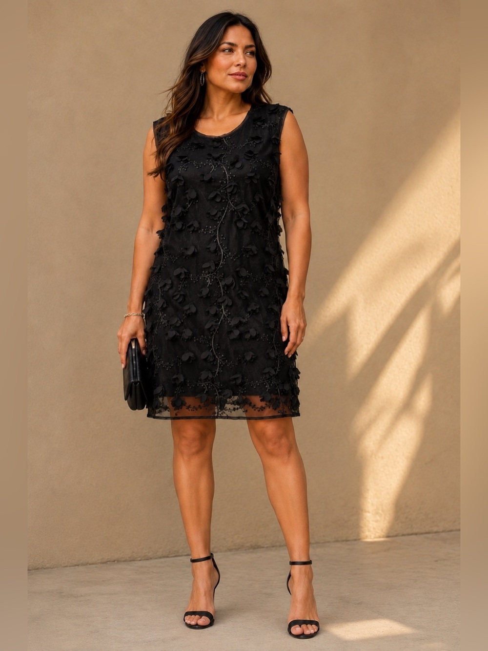 Max Studio Sheath Dress 3D Appliqué Floral XL Party Cocktail Evening Wedding - Picture 1 of 9